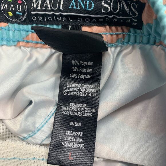 Maui And Sons Mens Large Board Shorts Swim Bottoms Trunks Abstract Aztec Aloha - Picture 7 of 7